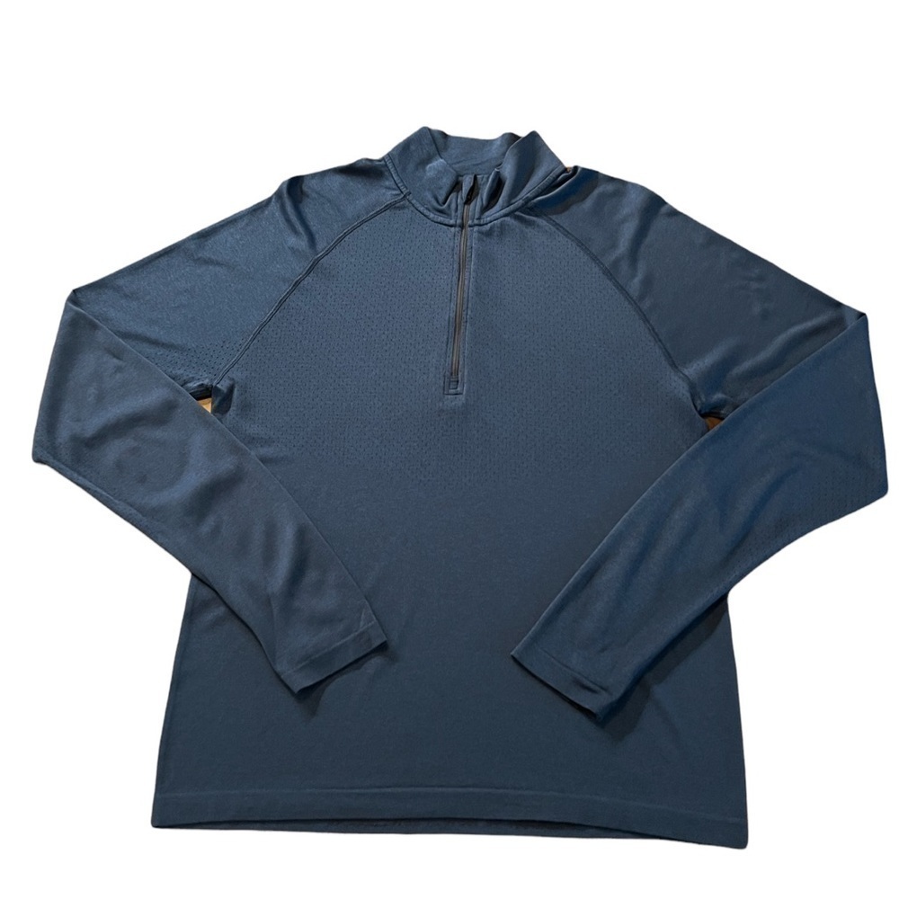 RHÔNE MENS PULLOVER BLUE/BLACK LIGHTWEIGHT SHIRT JACKET